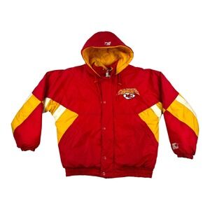 Vintage Kansas City Chiefs Jacket Mens Small Red Yellow NFL Football Starter 90s